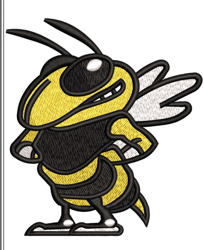 Angry Honey Bee Embroidery Design
