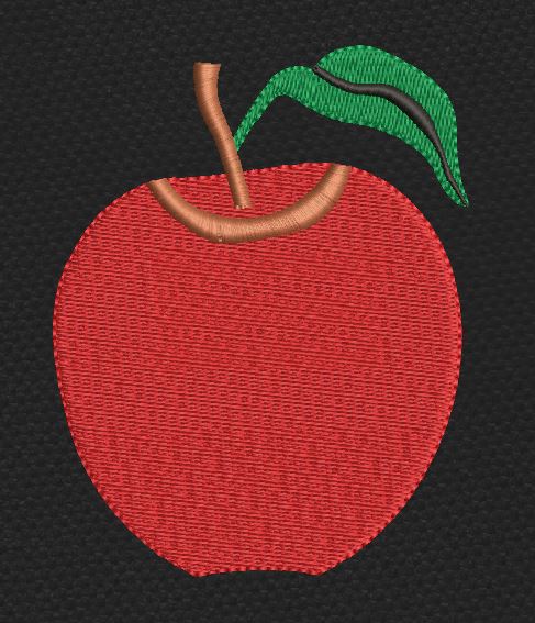 Apple Red & Green Leaf Embroidery Design