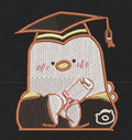 Graduation Penguin Brown Embroidery Design