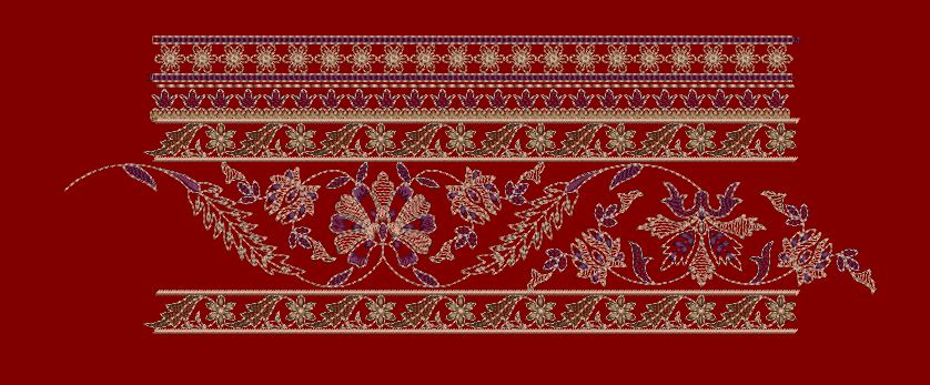 Sweeping Floral Vine Acanthus Border Embroidery Design