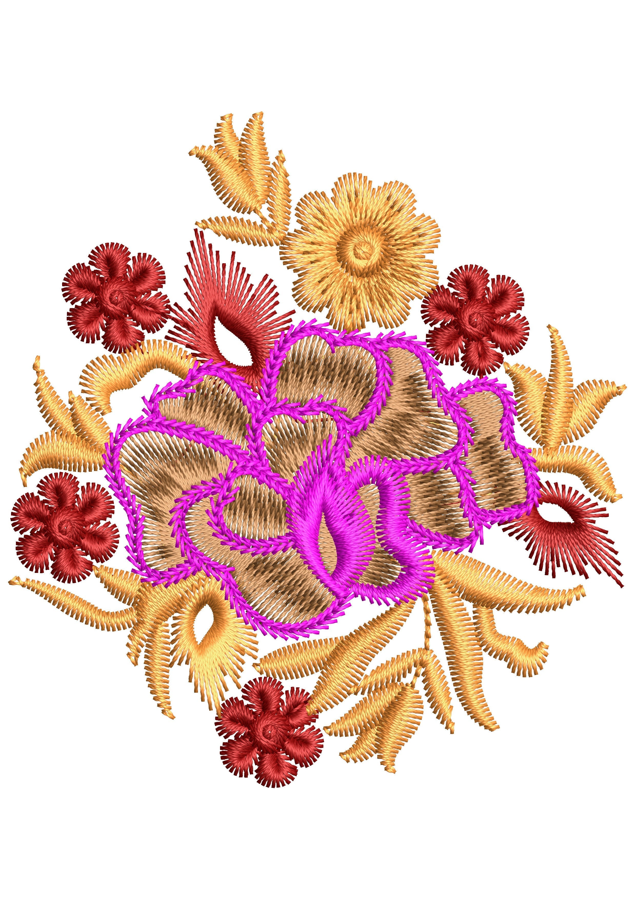 Golden Mahroon Embroidery Design
