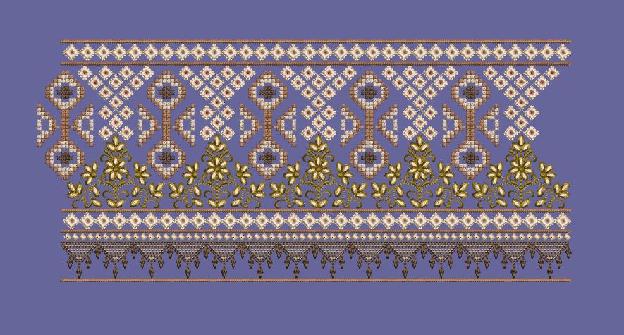 Geometric Geometric Floral Border Embroidery Design