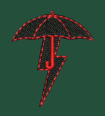 Umbrella Lightning Embroidery Design