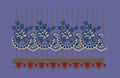 Blue Floral Scalloped Border Embroidery Design