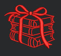 Books With Gift Ribbon Embroidery Design