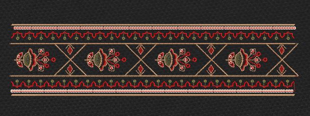 Red Floral Geometric Endless Border Embroidery Design