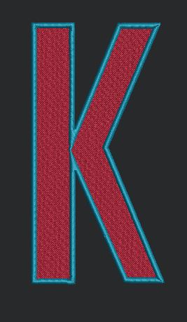 Dual Tone Letter K Graphic Embroidery Design