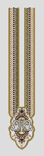 Vertical Geometrical Stripe with Ornamental Base Embroidery Design