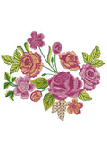 Gold Pink Flower Embroidery Design
