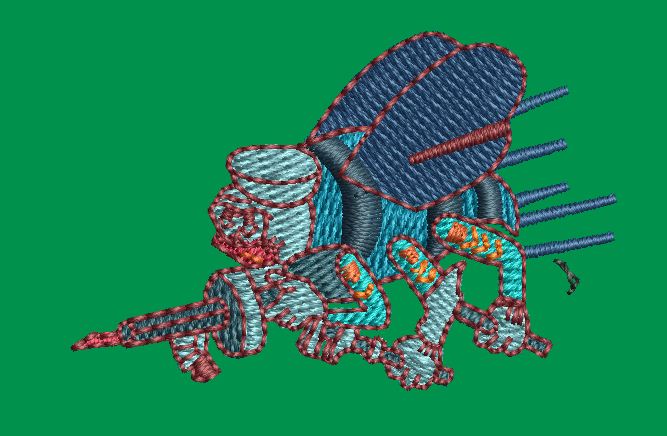 Abstract Mechanical Construct Embroidery Design