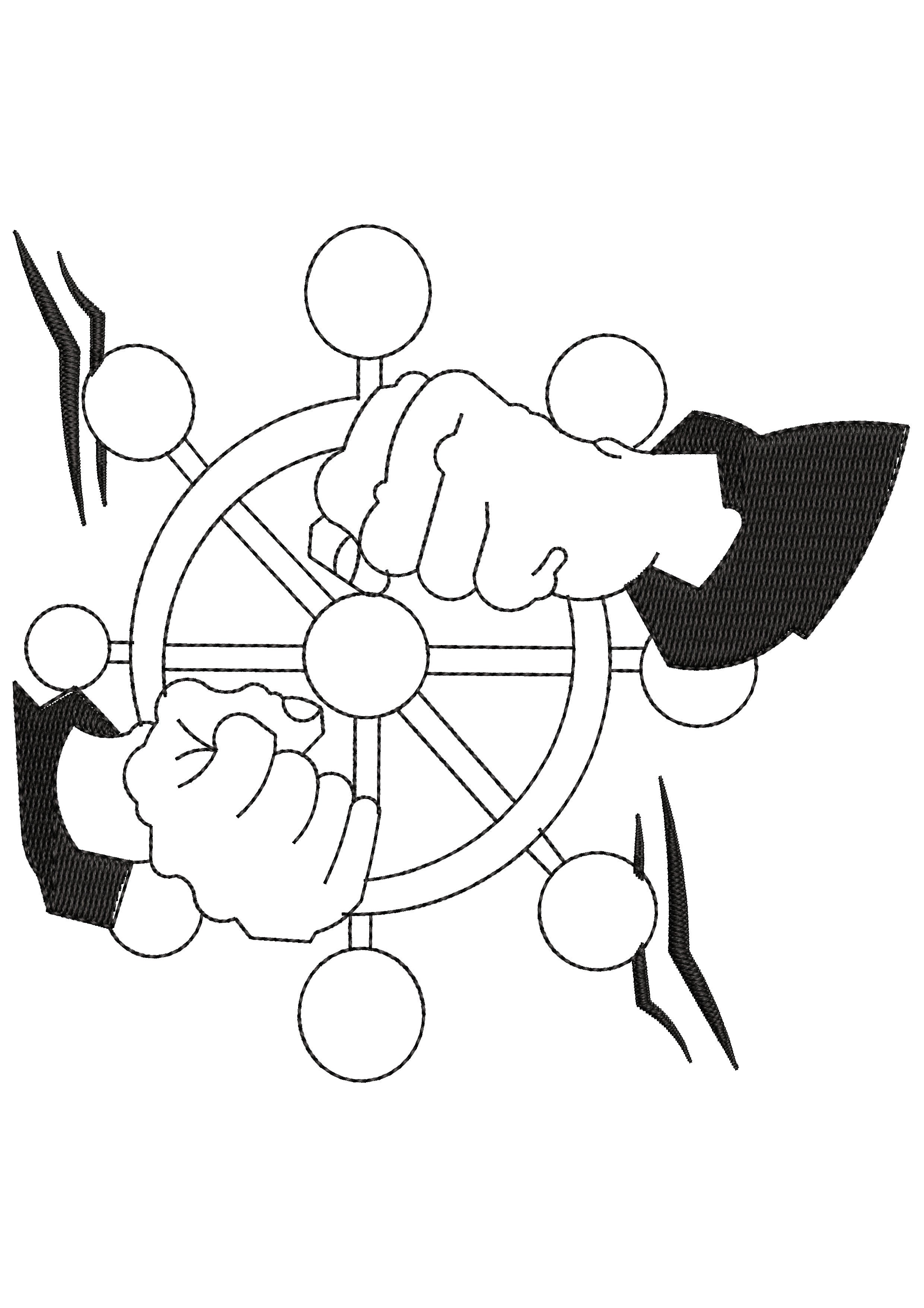 Ship Control Embroidery Design