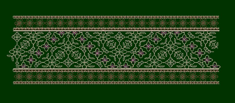 Geometric Jasmine Lattice Border Embroidery Design