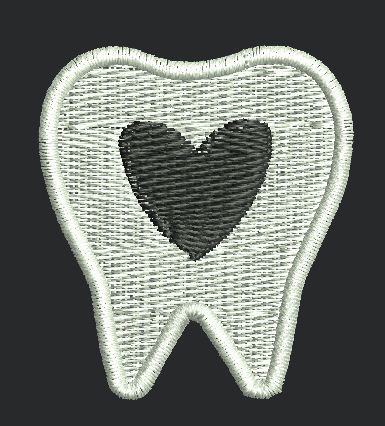 Heart Centered Dental Icon Embroidery Design