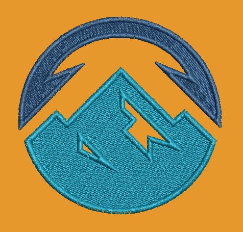 Circular Mountain Peak Emblem Embroidery Design