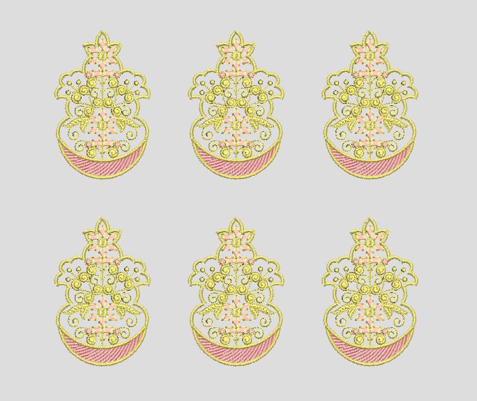 Floral Crescent Motif Embroidery Design