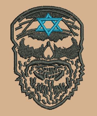 Hexagram Bearded Skull Icon Embroidery Design