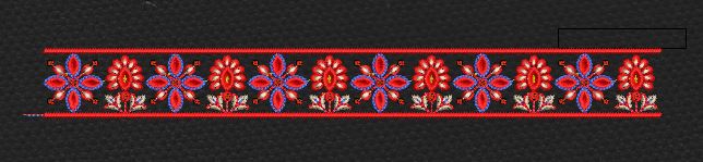 Red And Blue Floral Endless Border Embroidery Design