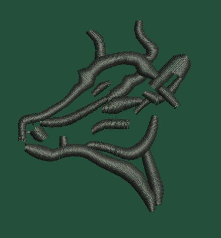 Abstract Cow Head Outline Embroidery Design