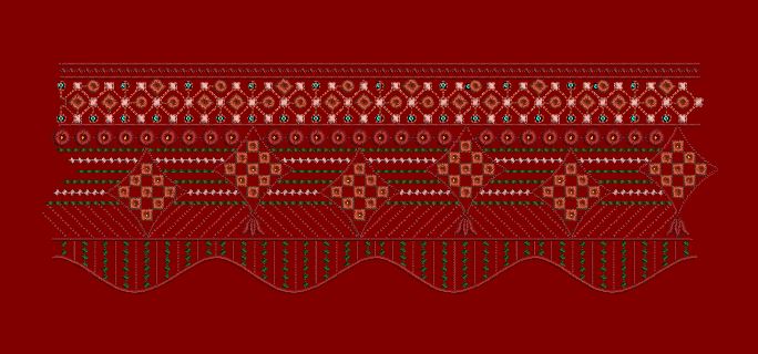 Checkerboard Diamond Scallop Border Embroidery Design