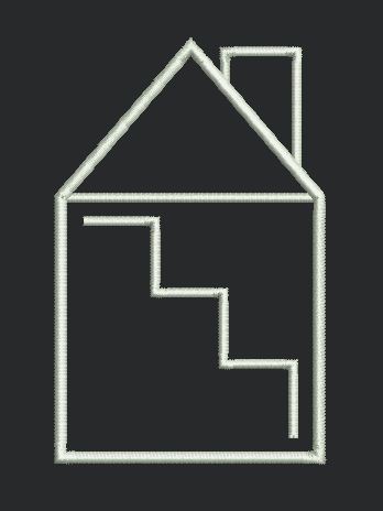 House Outline with Internal Staircase Embroidery Design