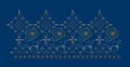Diamond Lattice and Daisy Border Embroidery Design
