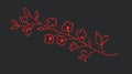 Red Flowers Branch Embroidery Design