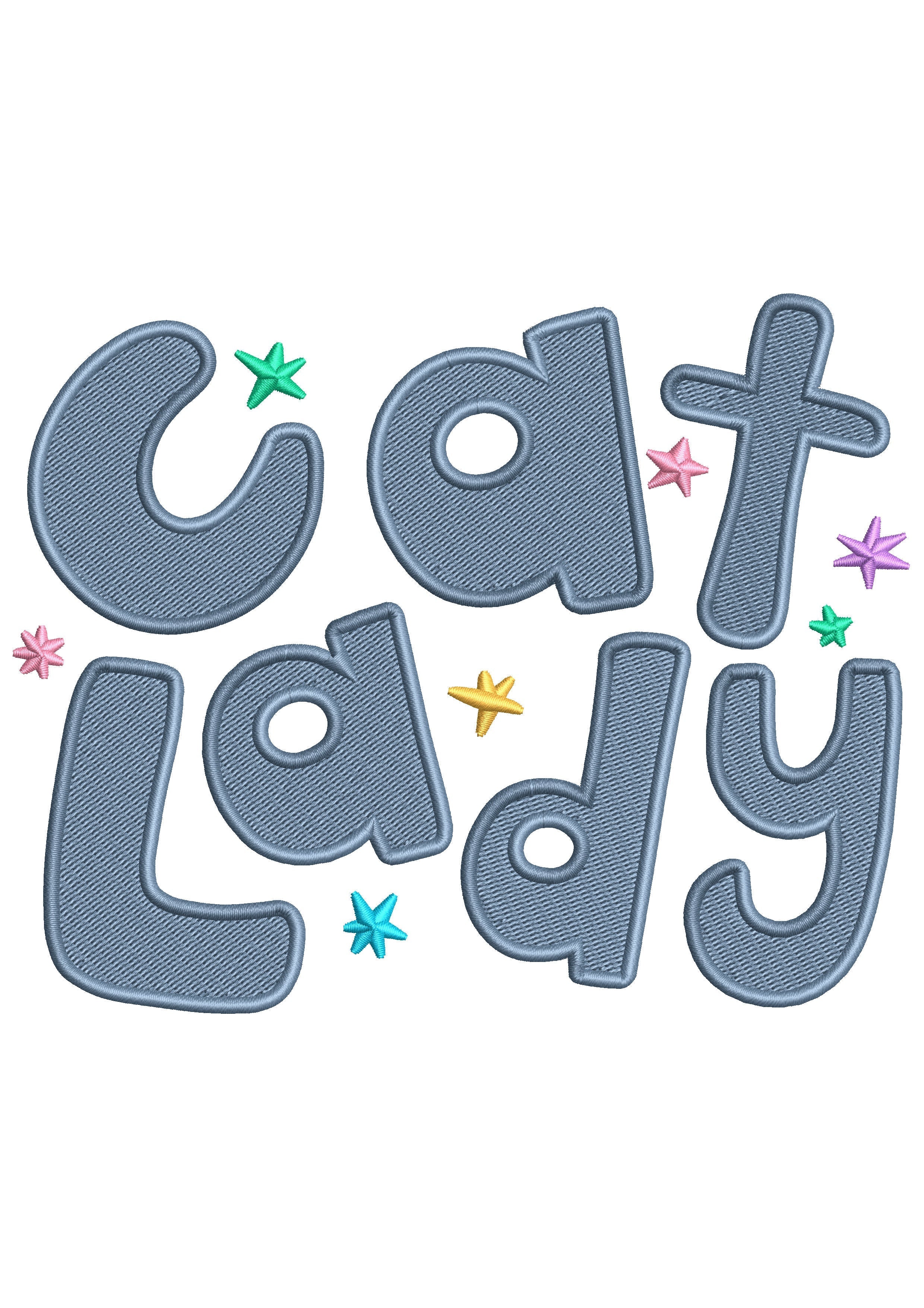 Cat Lady Embroidery Design