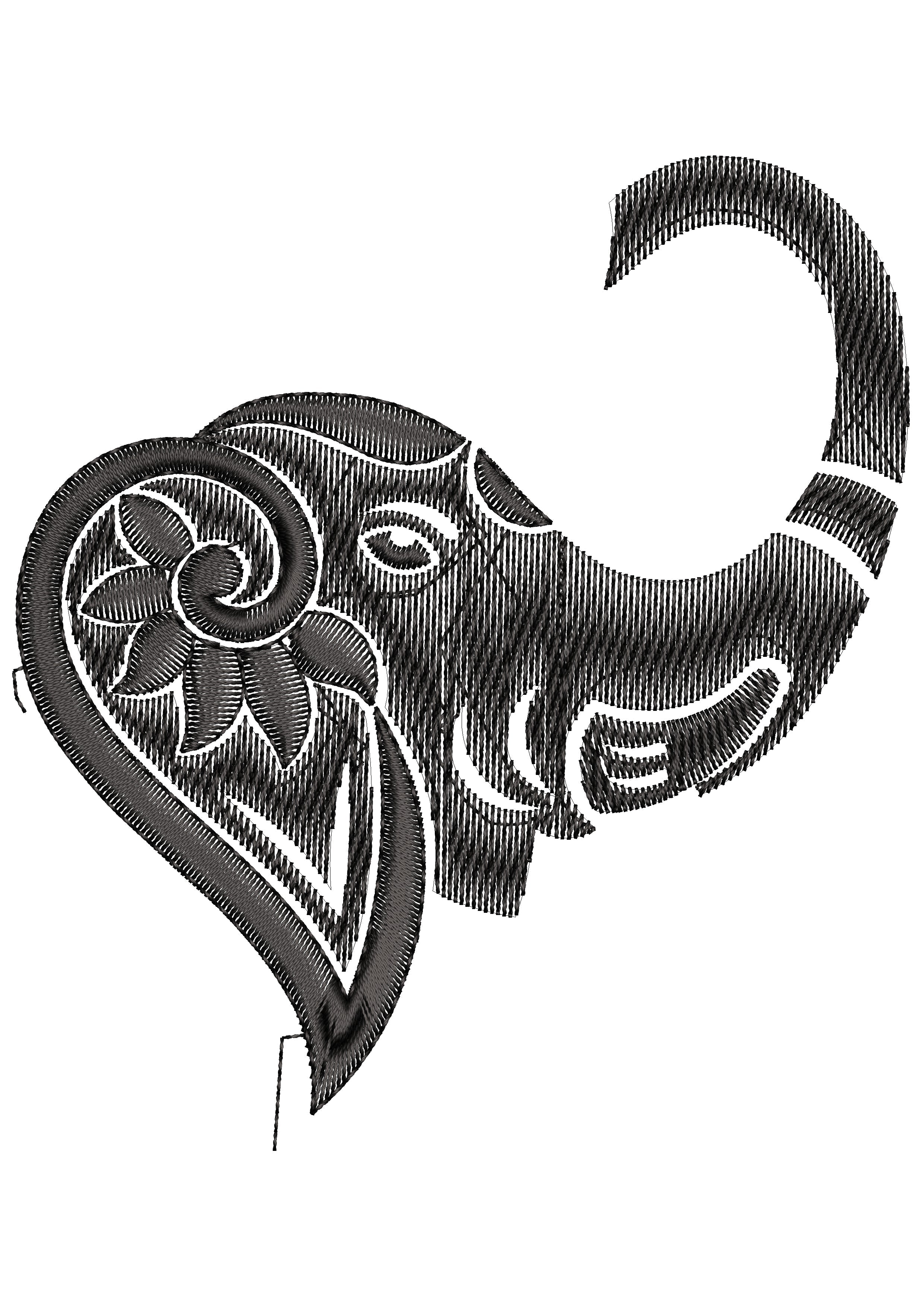 Elephant Head Embroidery Design