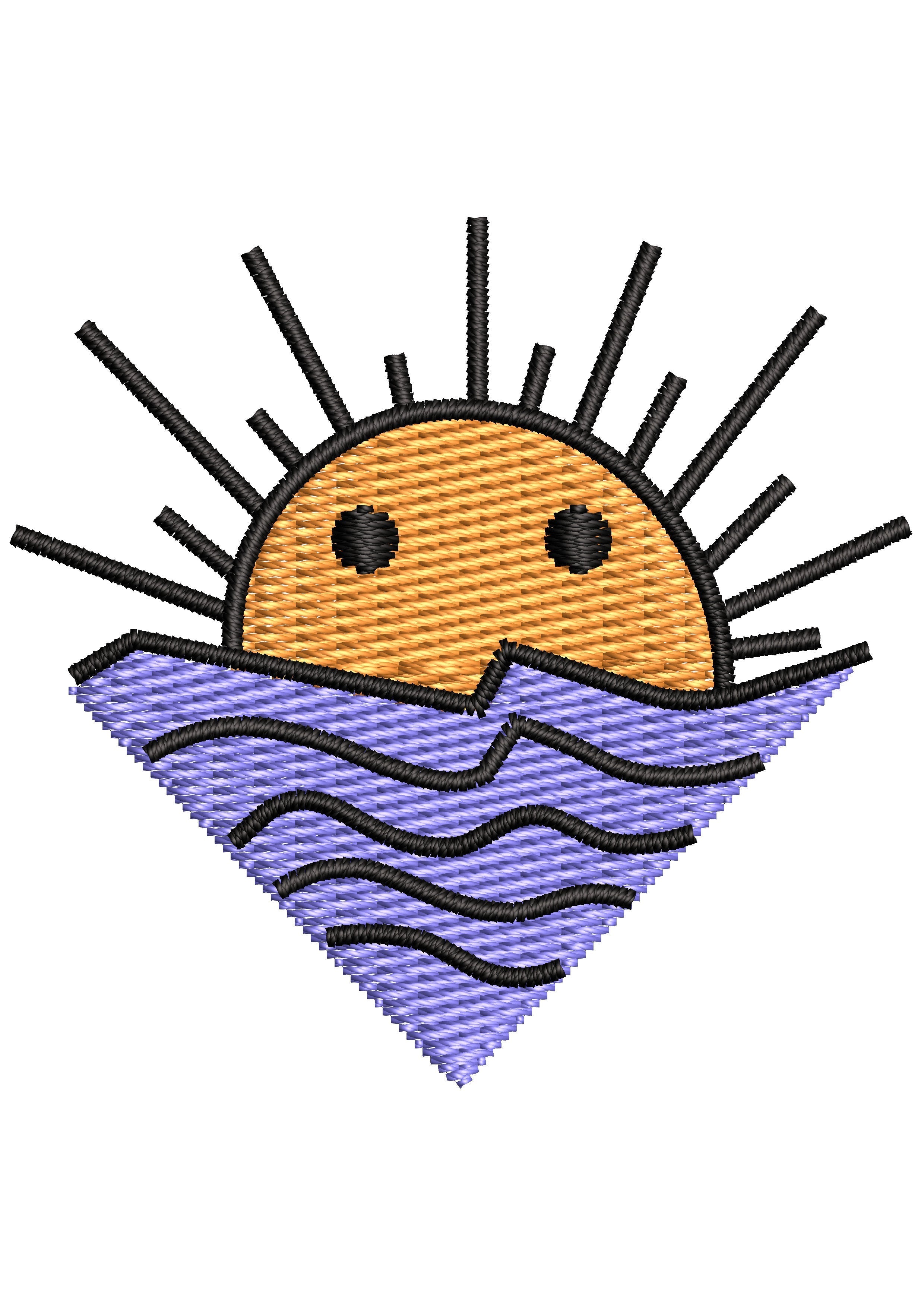 Water Sun Embroidery Design