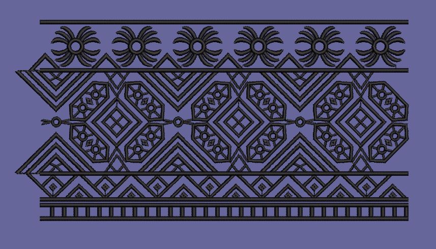 Geometric Border Industrial Linear Motif Embroidery Design