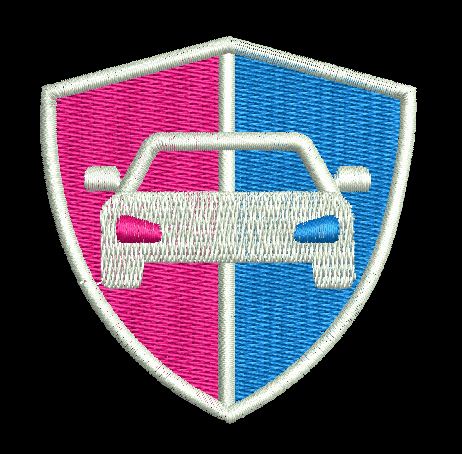 Car On Shield Embroidery Design