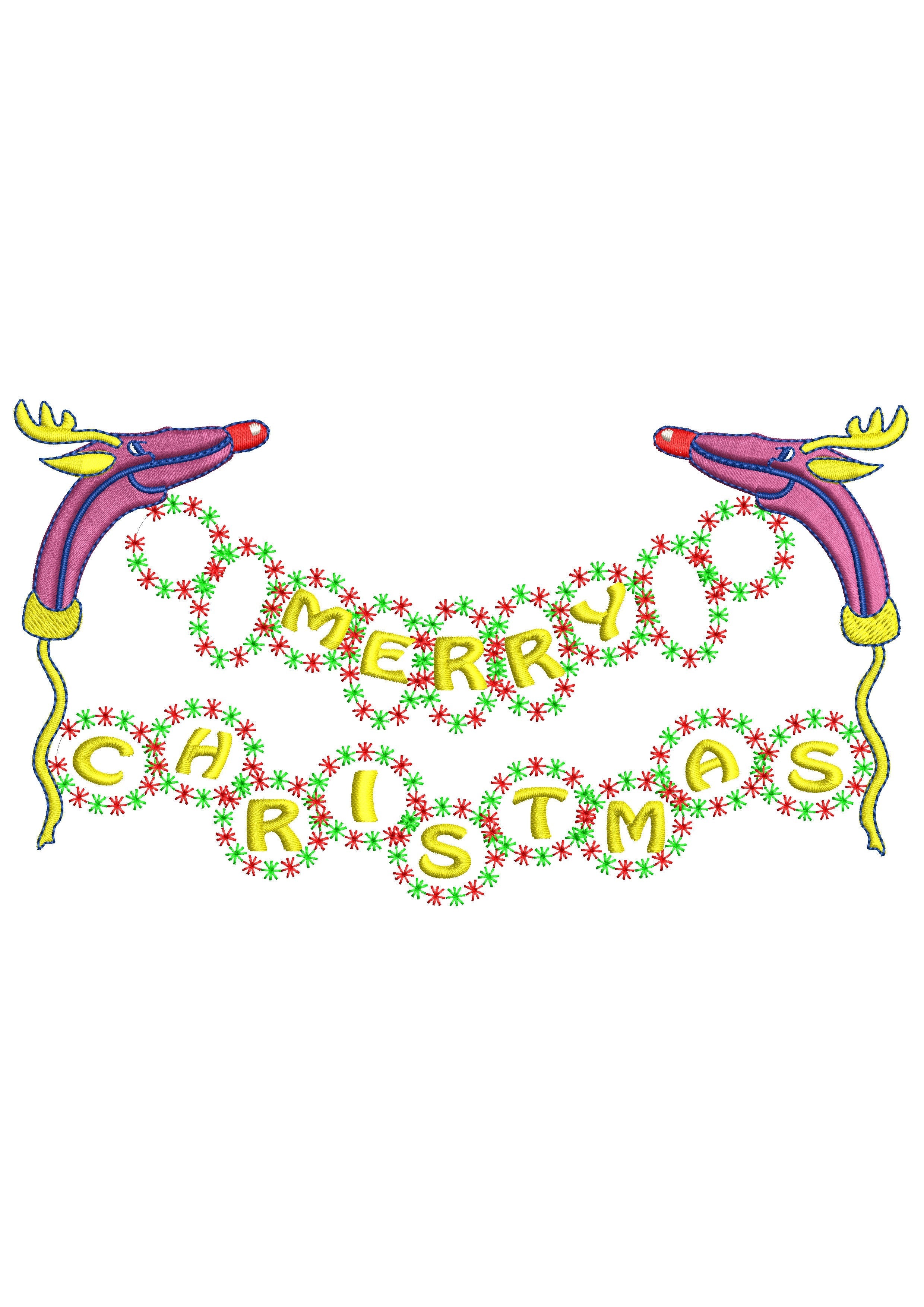 Merry Christmas Embroidery Design