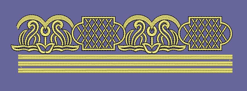 Geometric Lattice Gold Border Embroidery Design