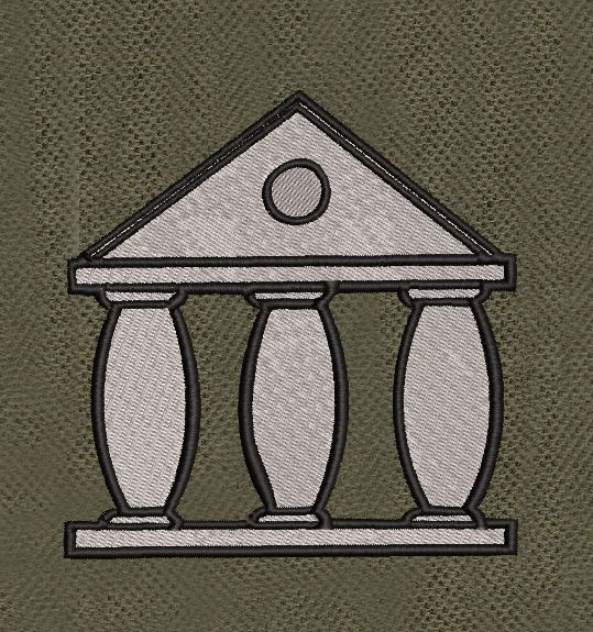Pillar Court Grey & Black Embroidery Design