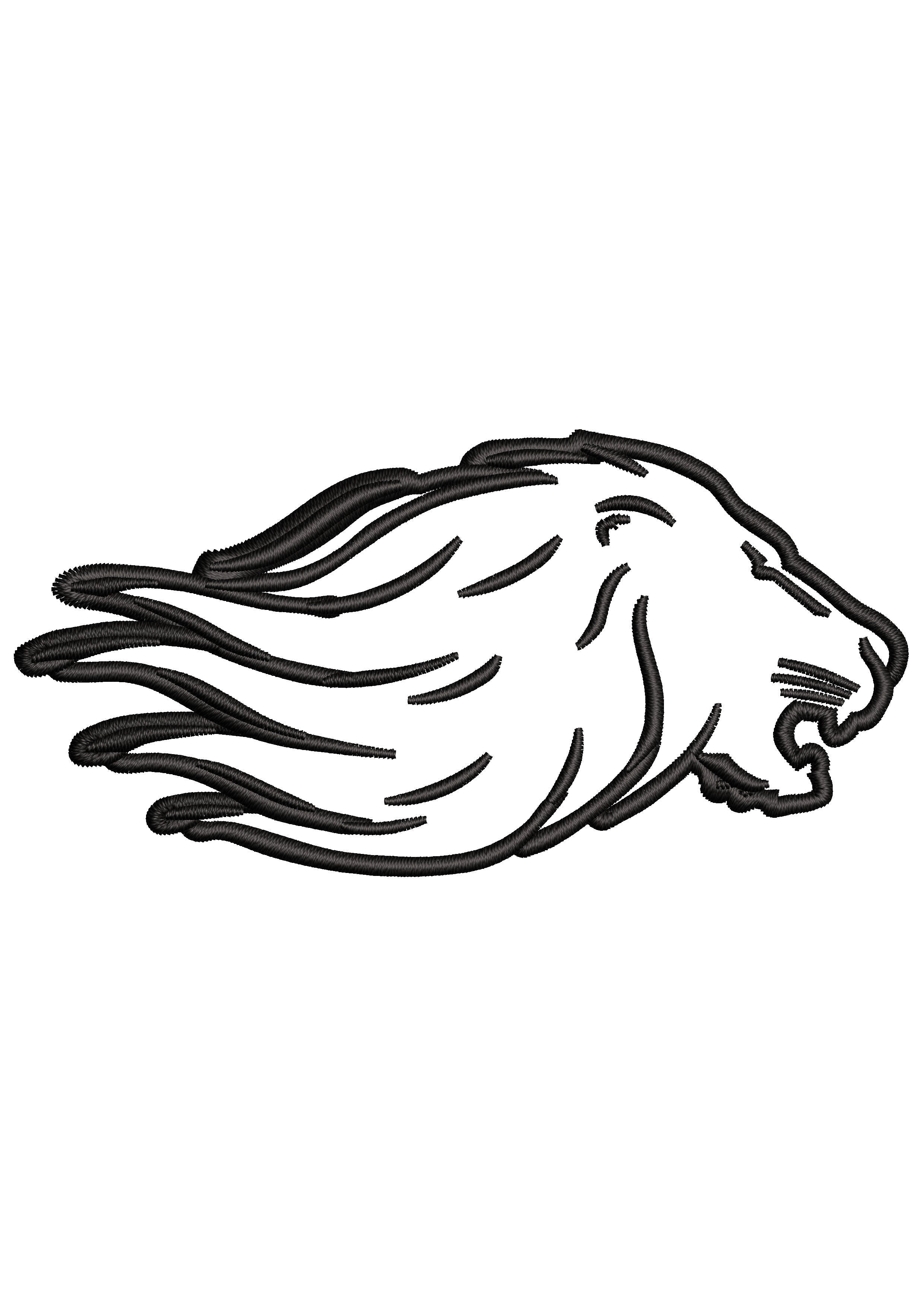 Lion Head Asia Embroidery Design