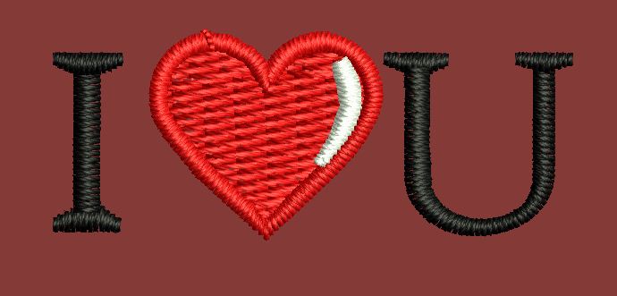 Heart Sentiment Text Motif Embroidery Design