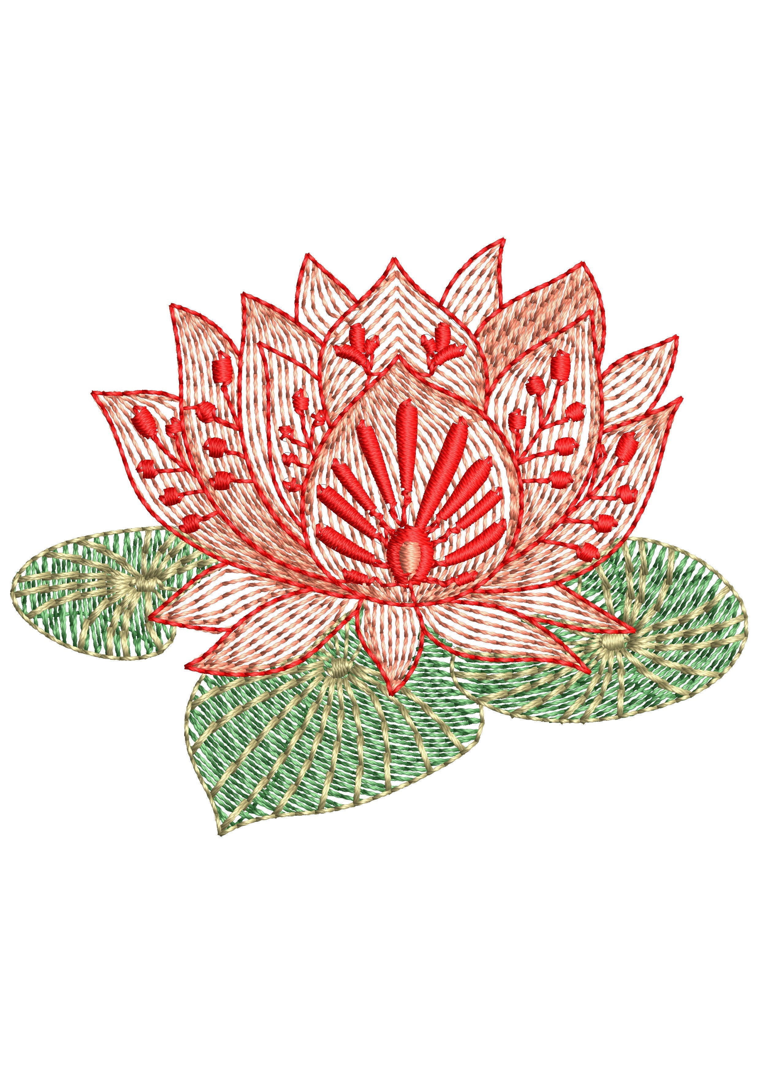 Pond Flower Embroidery Design