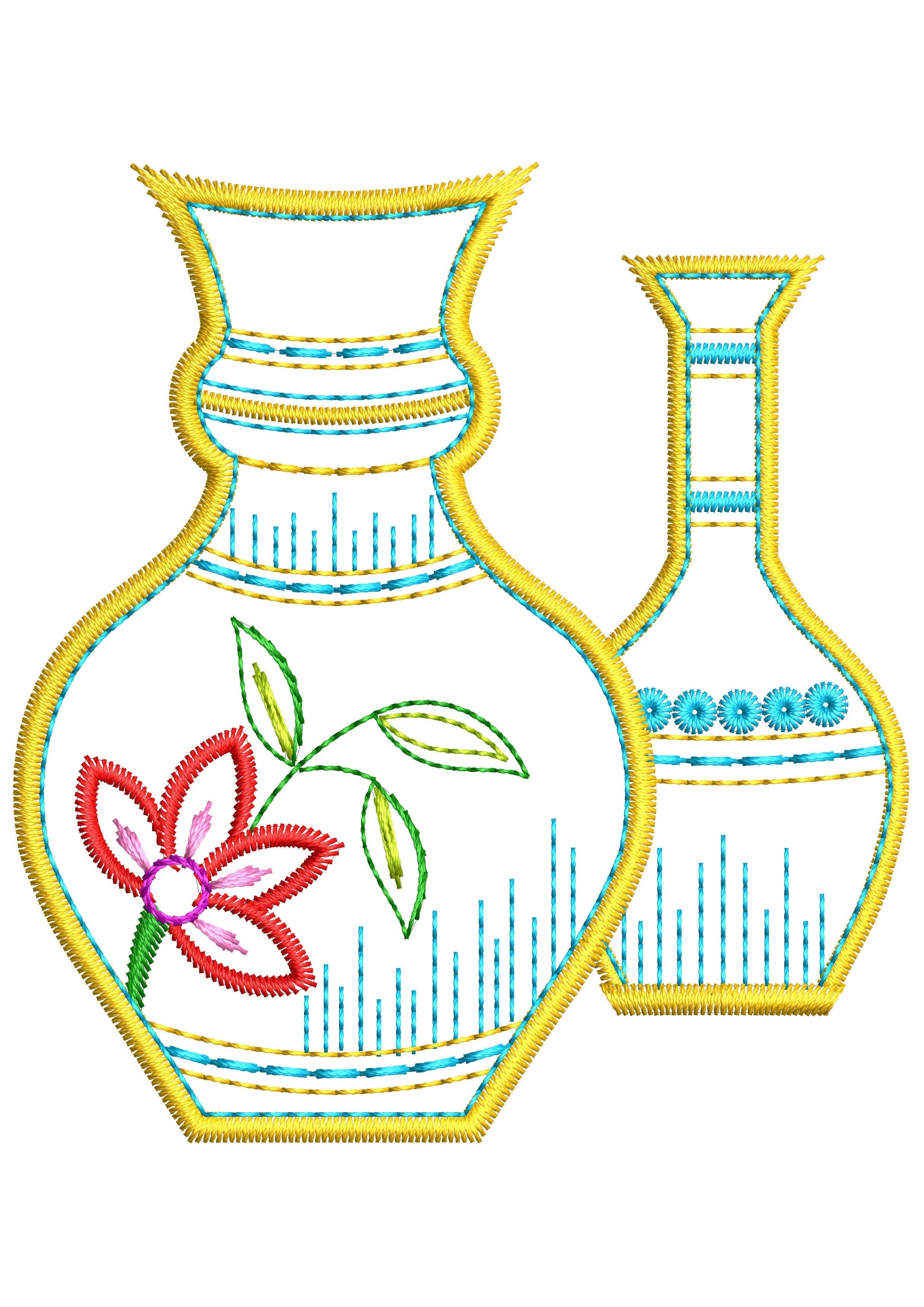 Flower Pot Embroidery Design