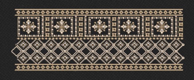 Floral Border Golden & Black Embroidery Design