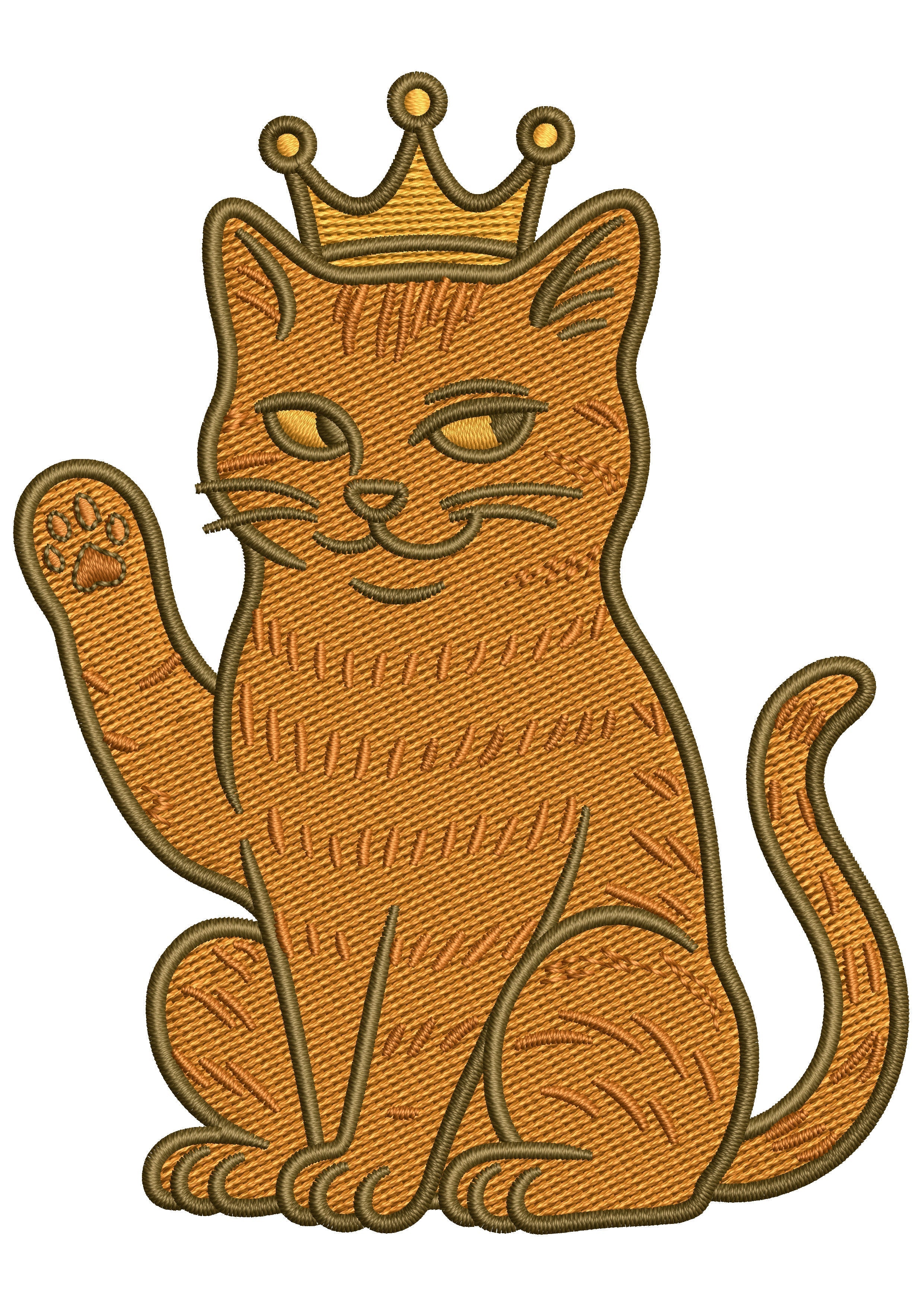 King Cat Embroidery Design