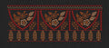 Swag Floral Leaf Border Black, Red & Orange Embroidery Design