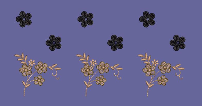 Floral Sprig and Rosette Booti Embroidery Design