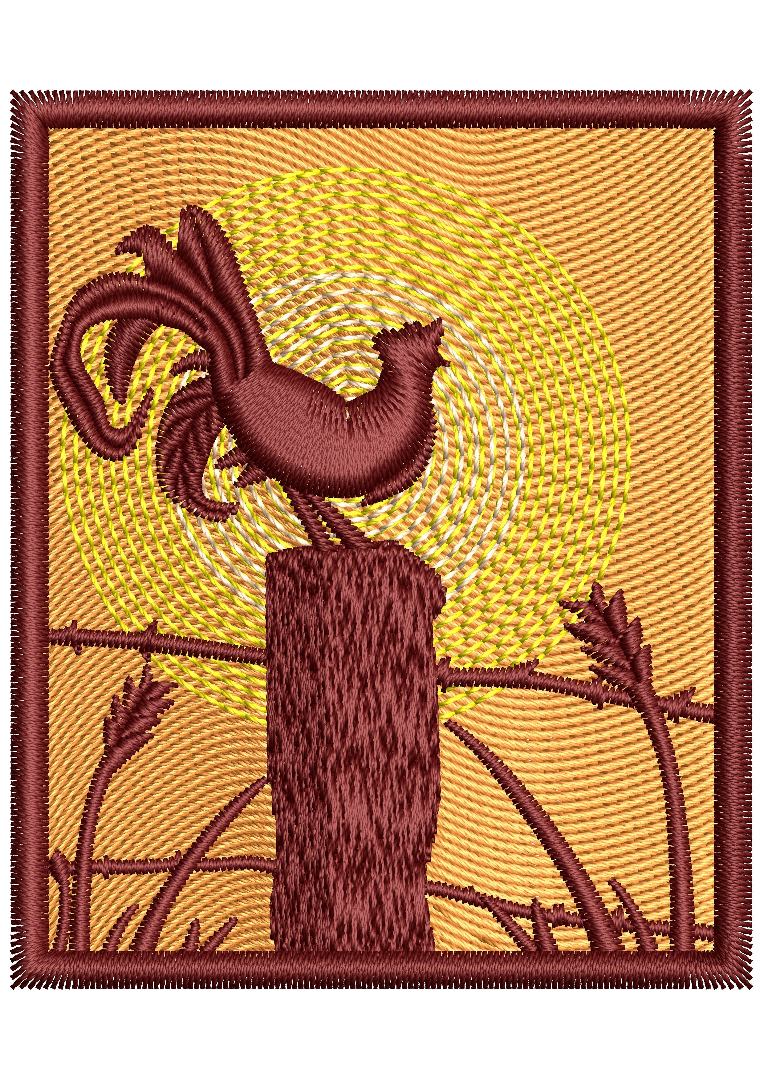 Roosters Embroidery Design