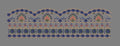 Grey Arch Floral Basket Panel - Grey, Blue & Coral Embroidery Design