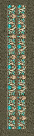 Floral Jacquard Border Vertical Line Embroidery Design