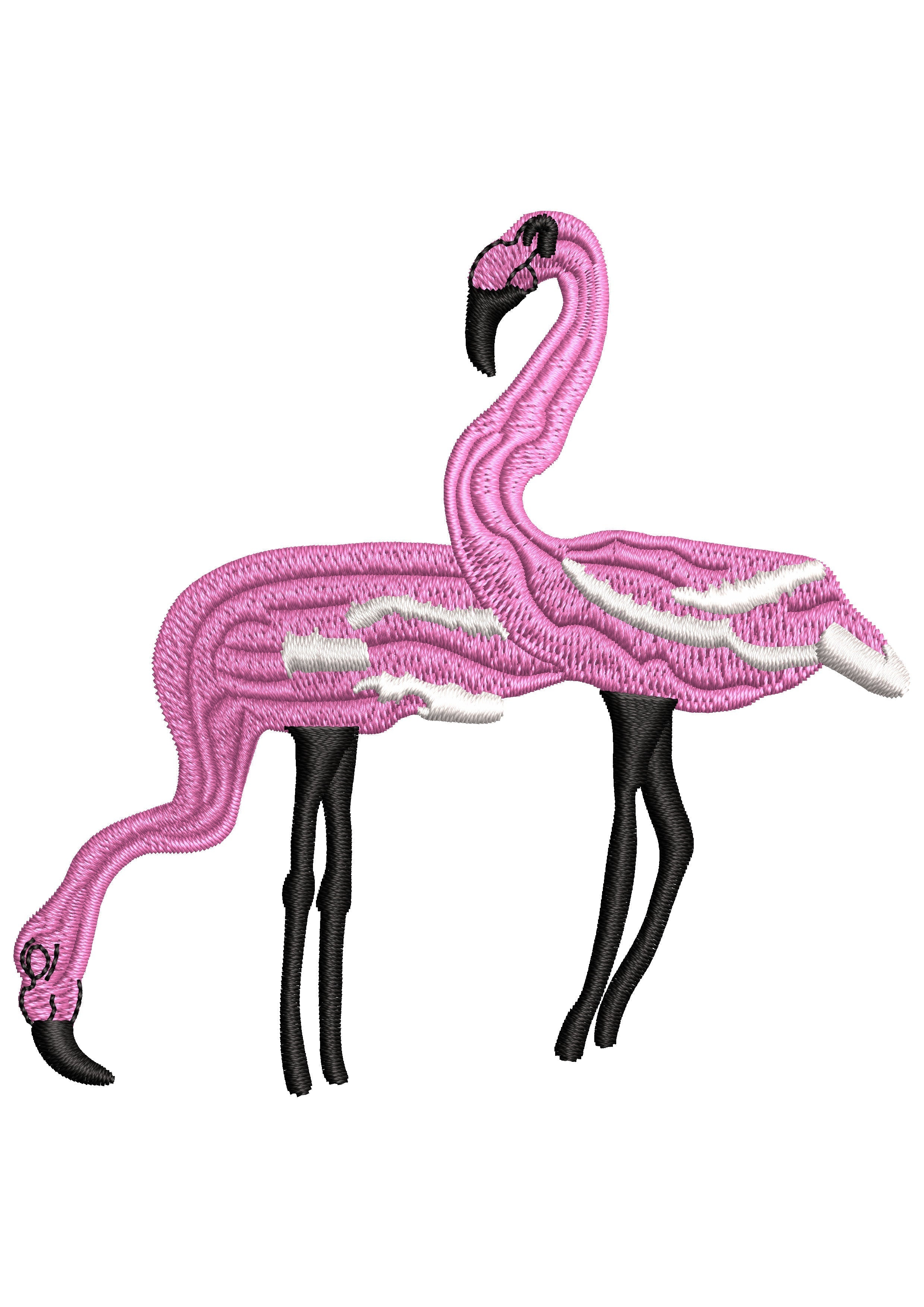Pink Flamingo Pair Embroidery Design