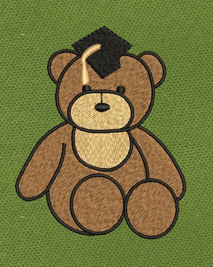 Graduation Bear Stitch Embroidery Design