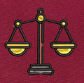 Justice Balance Scale Gold & Black Embroidery Design