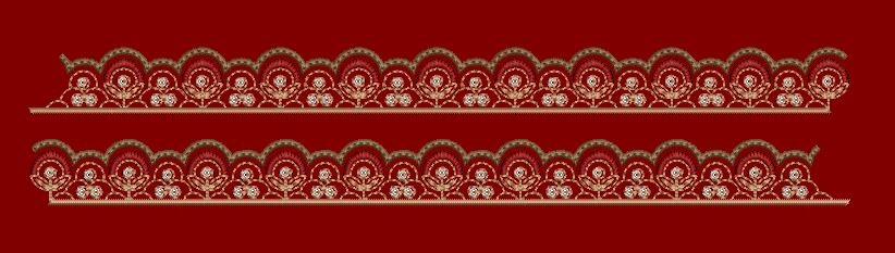 Crimson Arch and Lotus Scallop Embroidery Design