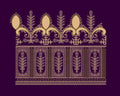 Purple Baroque Style Floral Panel Border Embroidery Design